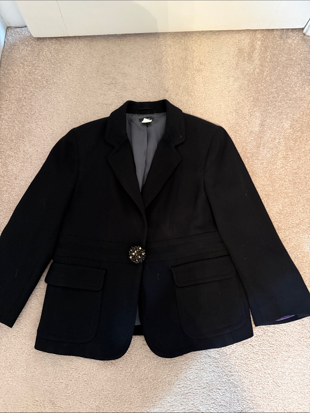 J Crew Black Wool Blazer Size 12